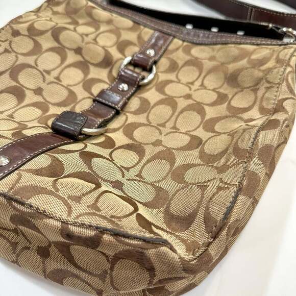 Coach Chelsea Signature Brown Canvas Hobo Shoulder Bag Y2K - Picture 6 of 14